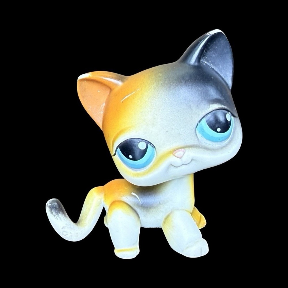 Littlest Pet Shop Authentic LPS 106 Shorthair Cat Orange Black Calico Blue Eyes